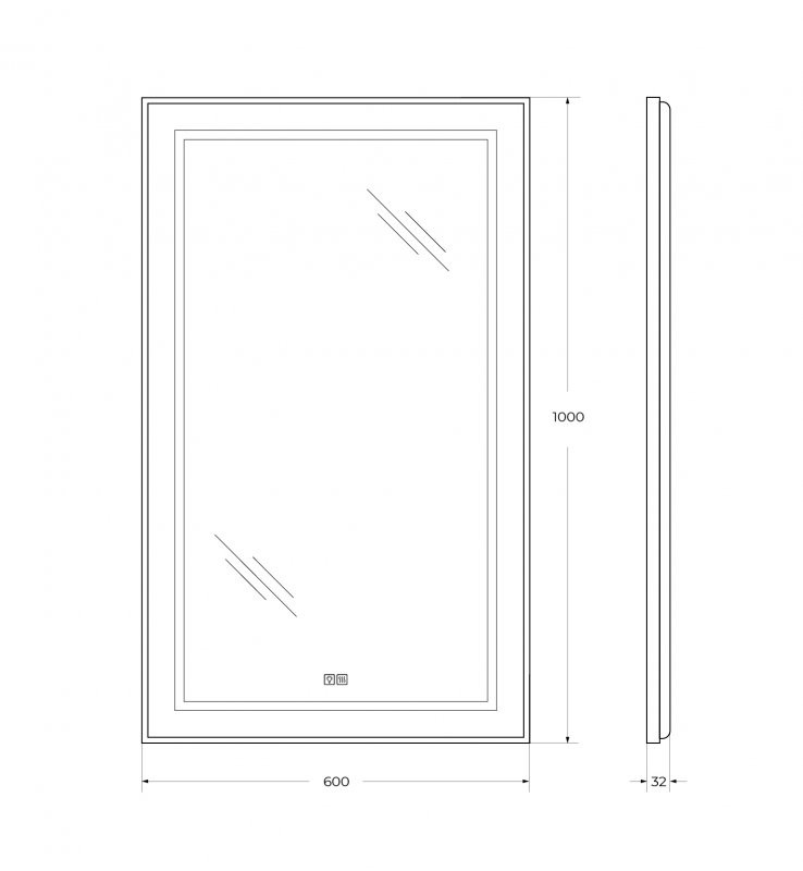 Зеркало в алюминиевой раме со встроенным светильником, сенсорным выключателем и подогревом BelBagno SPC-KRAFT-700-800-LED-TCH-WARM-NERO