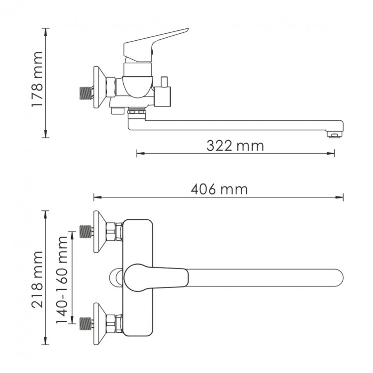 WasserKRAFT Lippe 4502L Смеситель для ванндлинныизливом