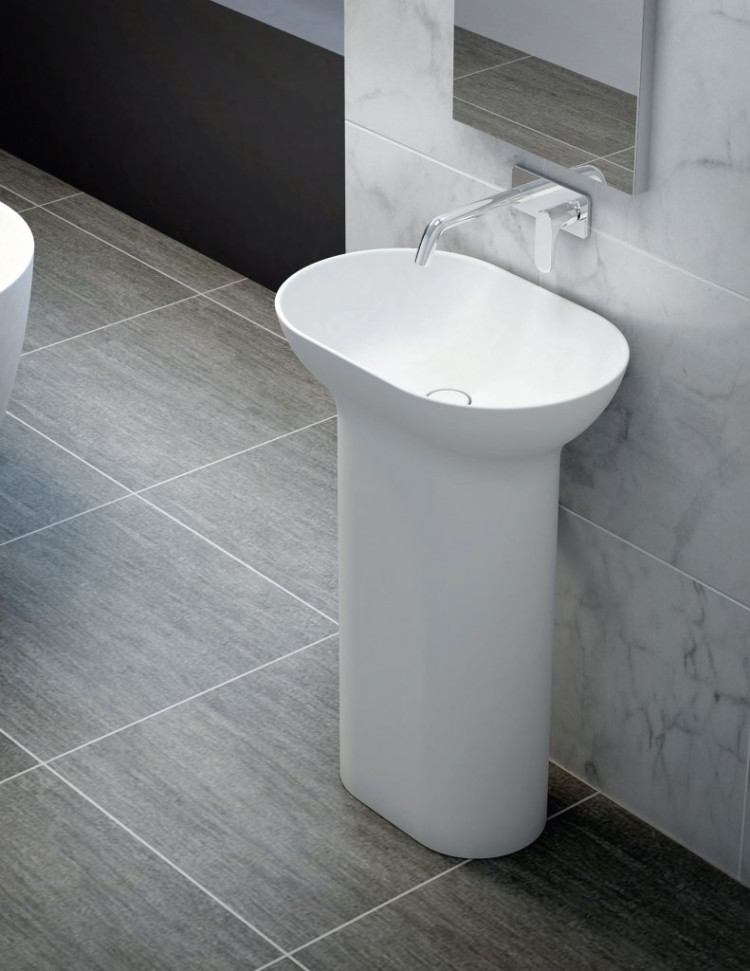 Напольная раковина из литьевого мрамора Cezares TITAN-ROUND-60-39-90-LVB-FS