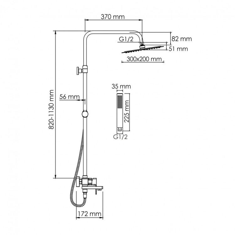WasserKRAFT A177.069.103.010.CH Душевой комплект со смесителем