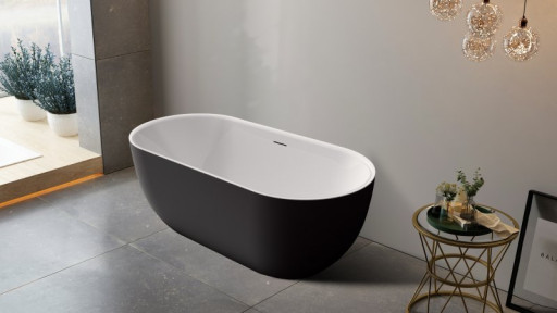 Отдельностоящая овальная акриловая ванна в комплекте со сливом-переливом цвета хром BelBagno BB70-1700-800-W/NM