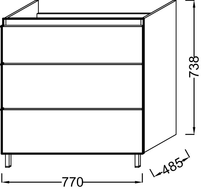 Мебель 80 см для раковины-столешницы, Jacob Delafon ODEON UP EB993-E10