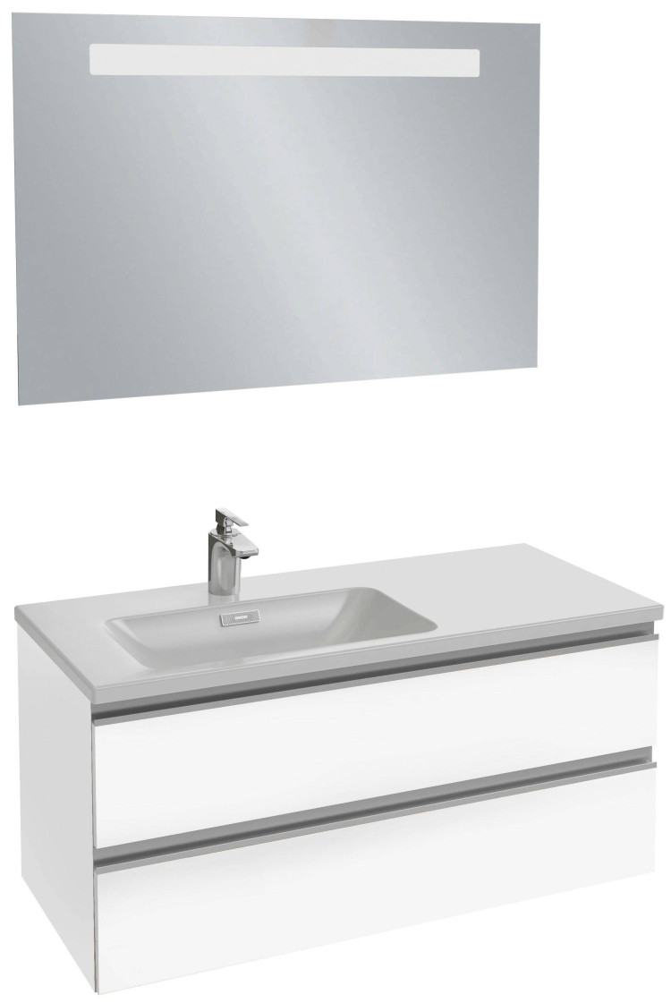 Мебель для раковины-столешницы 100 см, под левостороннюю раковину, белый блестящий Jacob Delafon VOX EB2025-RA-G1C