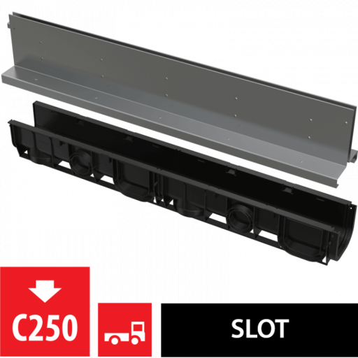 Щелевой дренажный канал с симметричной надставкой 160 мм, нержавеющая сталь Alcadrain AVZ101-R324