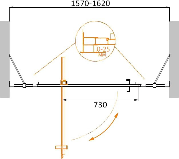 Душевая дверь в нишу MOLVENO-BA-12 Cezares MOLVENO-BA-12-80+50-C-Cr-IV