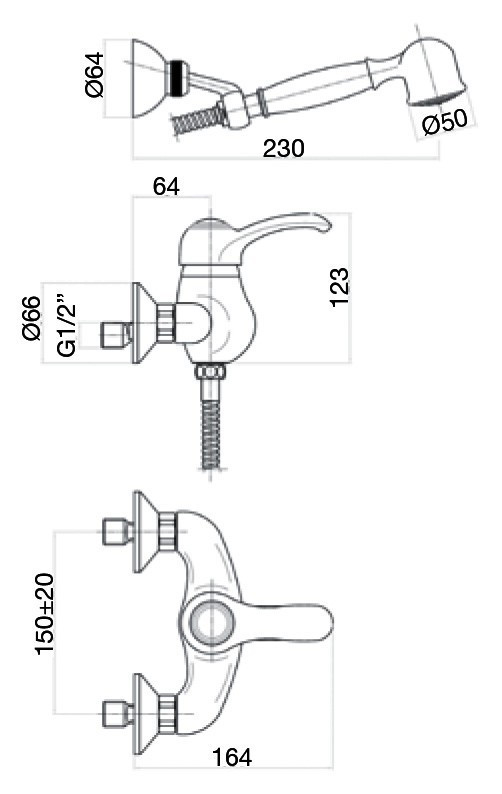 Смеситель для душа Webert Aurora AU870101