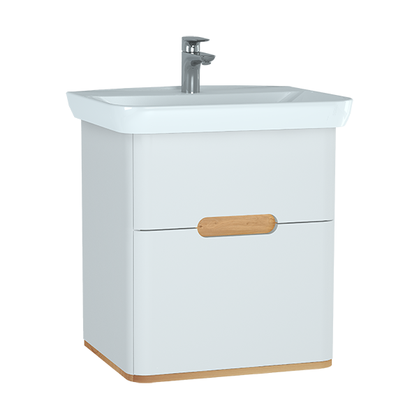 Шкаф Sento с раковиной, 65 см, матовый белый