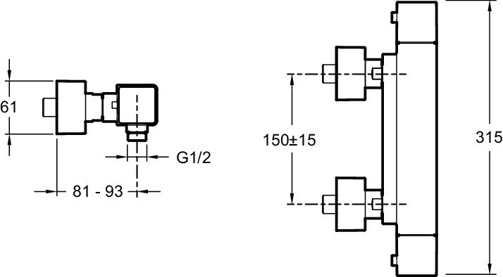 Термостатический настенный смеситель для душа Jacob Delafon STRAYT E9096-CP