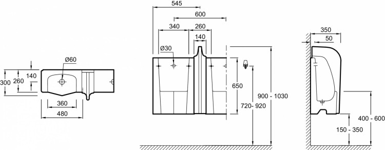 Писсуар (48*65) Jacob Delafon MURALE 2 EN498-00