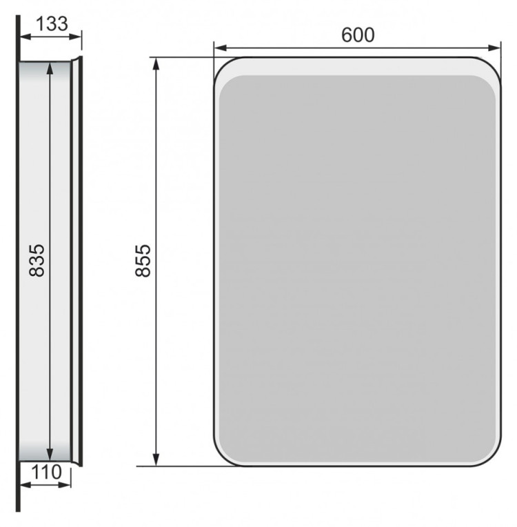 Зеркальный шкаф Raval Pure 60 с подсветкой