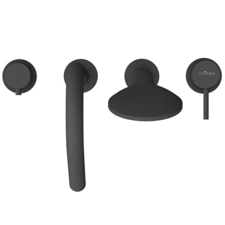 Смеситель на борт ванны с выдвижным душем и переключателем с тонкой ручкой Cezares LEAF-BVDM4-L-ST