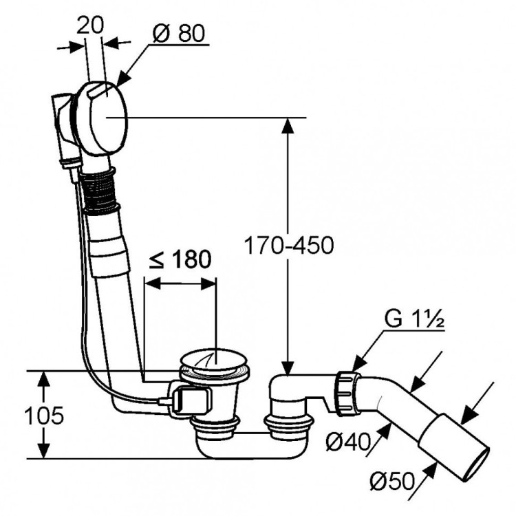Слив-перелив Kludi Rotexa 2140605-00