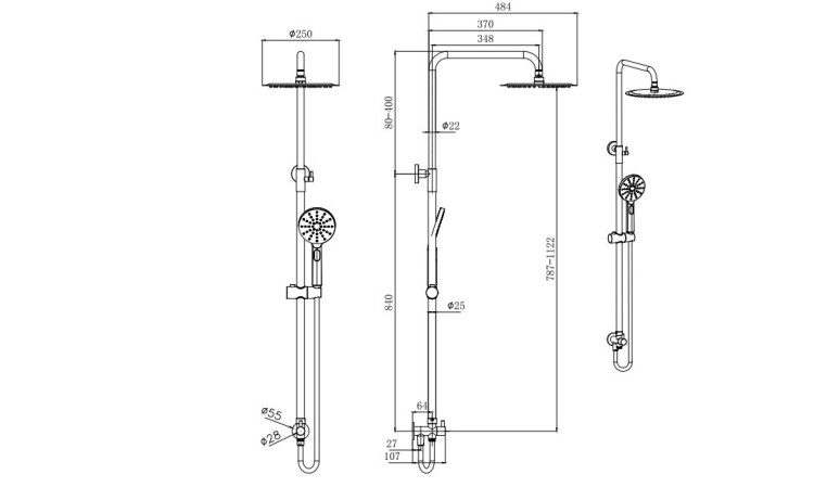 Душевая система 3jet 250мм Aquatek Reno AQ2046CR