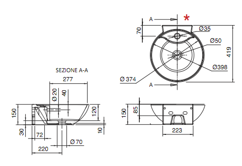 Раковина Scarabeo Thin-Line 8009R
