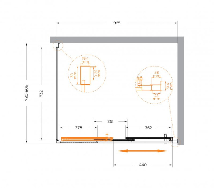 Душевой уголок MOLVENO-AHF-31 Cezares MOLVENO-AHF-31-90/100-C-CR-IV