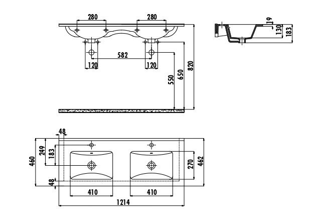 CREAVIT Раковина SU121 мебельная (46*121см)
