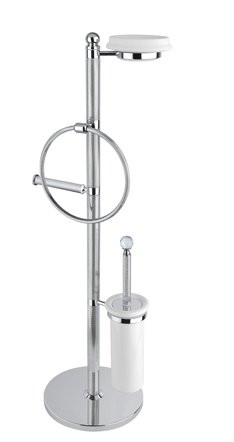 Стойка напольная с держателем туалетной бумаги щёткой для унитаза, полотенцедержателем и держателем мыльницы Cezares OLIMP-WBS-03/24-M