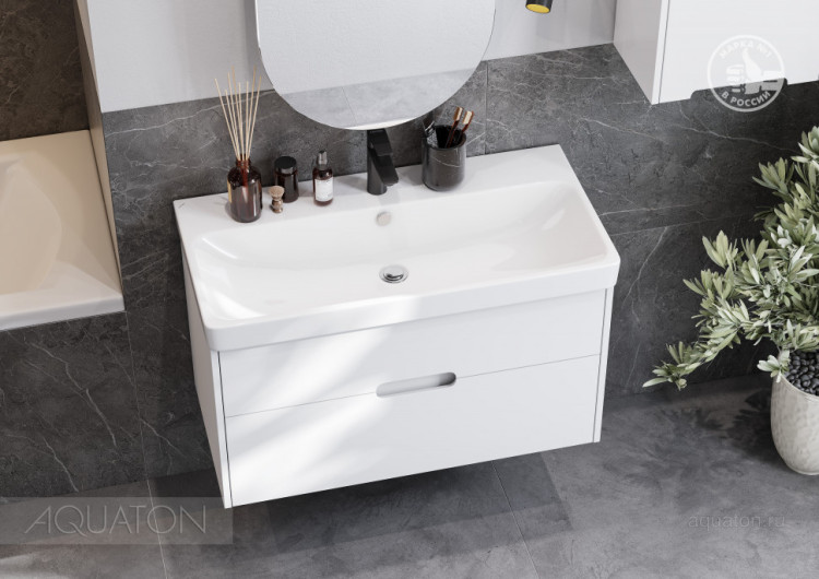 Тумба под раковину AQUATON Оливия 90 белый матовый 1A254401OL010