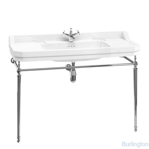 Раковина 120 см на 1 или 3 отверcтия с хромированным подстольем