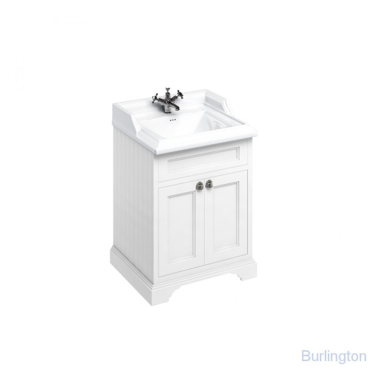 Тумба с раковиной, с двумя дверцами, цвет белый [FF8W + B15 1TH]