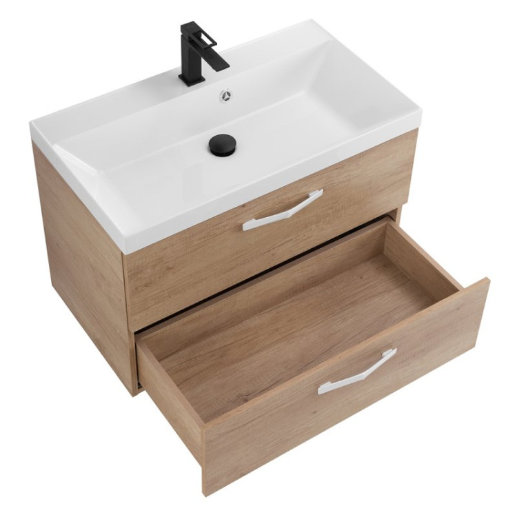 База под раковину подвесная с двумя выкатными ящиками BelBagno AURORA-800-2C-SO-BL