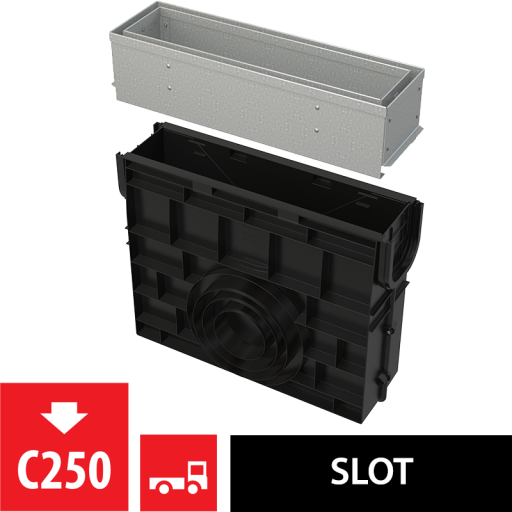 Пескоуловитель для дренажного канала с щелевой асимметричной сервисной надставкой 100 мм, оцинкованная сталь Alcadrain AVZ101R-R121R