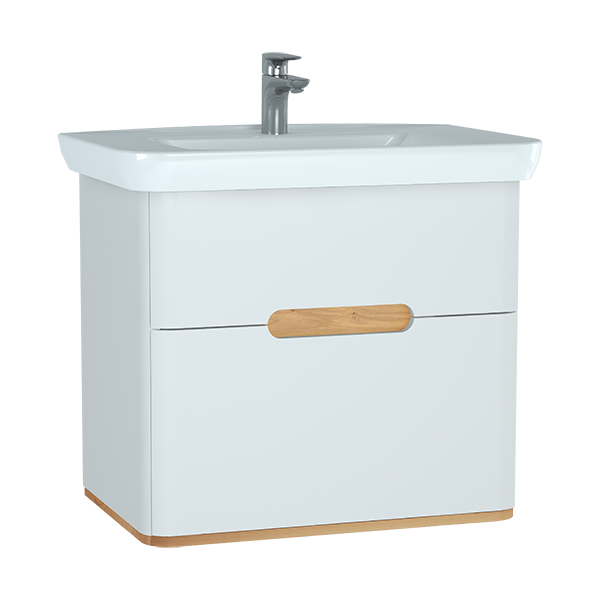 Шкаф Sento с раковиной, 80 см, матовый белый