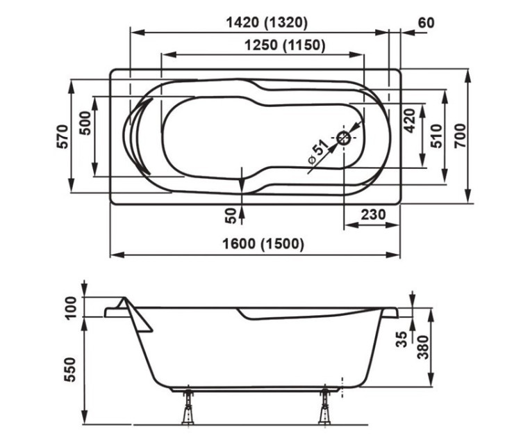 Акриловая ванна Vagnerplast Nymfa 150x70
