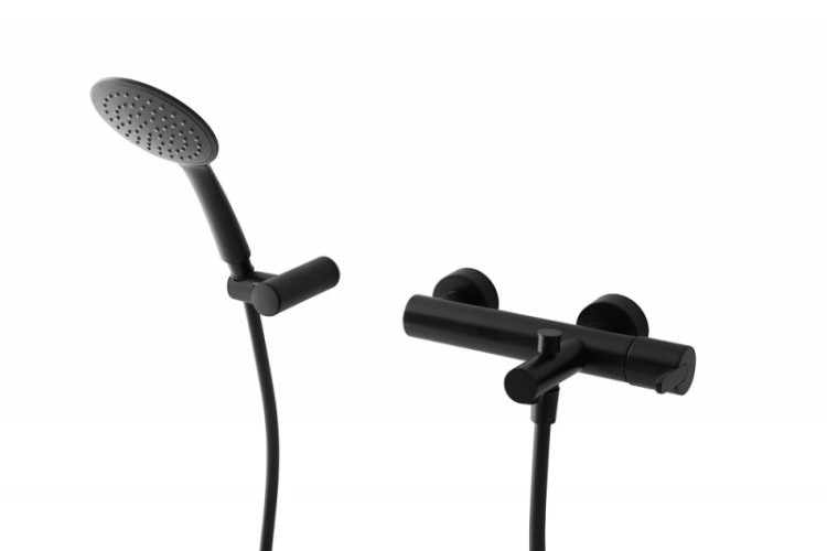 Смеситель для ванны и душа однорычажный в комплекте с ручным душем, шлангом и держателем Cezares LEAF-VD-BIO