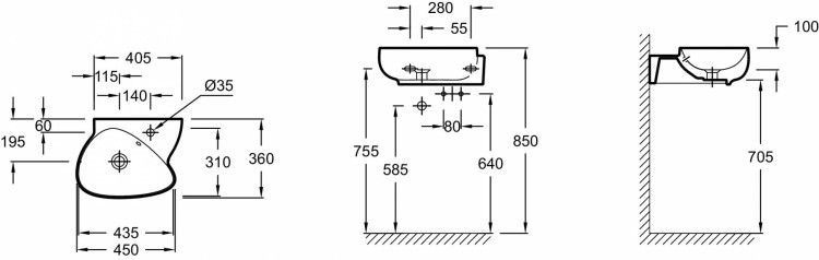 Рукомойник Jacob Delafon NOUVELLE VAGUEEGK112-00