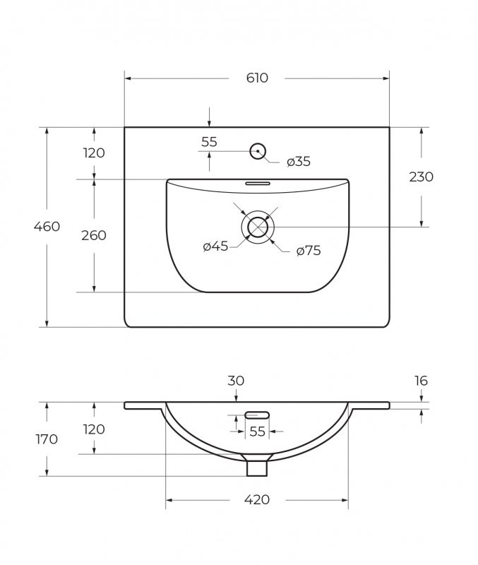 База подвесная под раковину с двумя выдвижными ящиками Cezares 54947