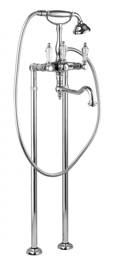 Напольный смеситель для ванны с поворотным изливом и ручным душем Cezares DIAMOND-VDP2-01-Sw