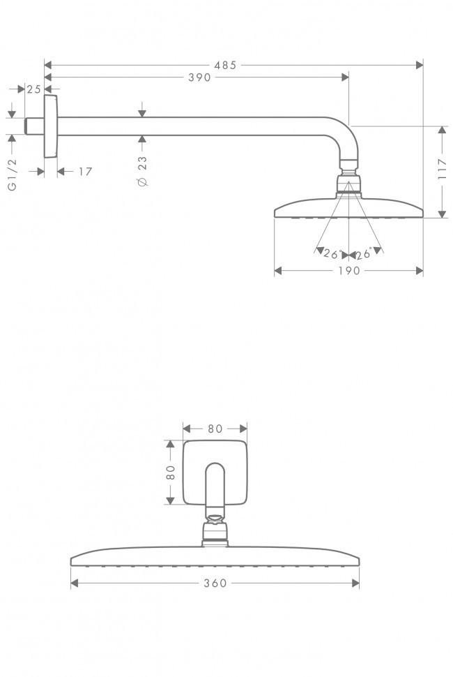Верхний душ Hansgrohe Raindance Е 36 27376000