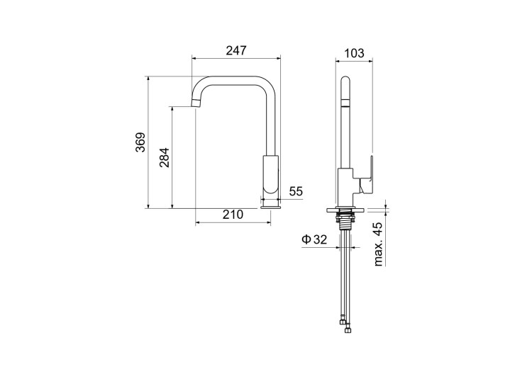 Смеситель для кухни Aquatek, матовый черный AQ1480MB ЛИРА