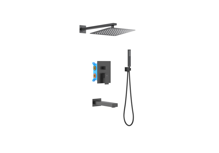 Set 4 в 1 душевой комплект Aquatek, матовый черный AQ1673MB ЛИБРА