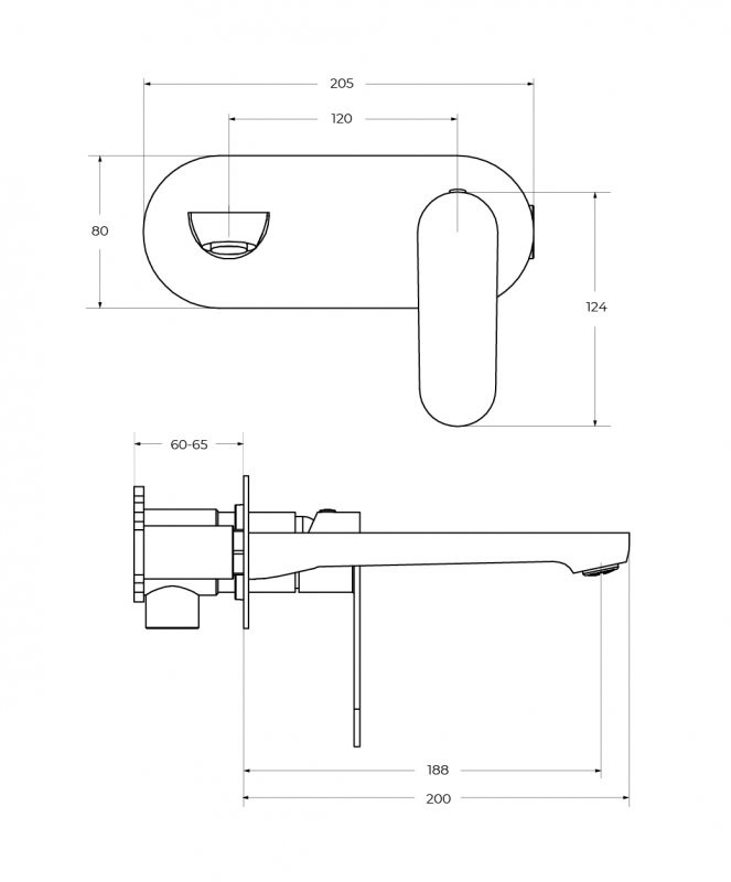 Смеситель для раковины встраиваемый с внутренней частью, без донного клапан Cezares STYLUS-BLI1-IN-W0
