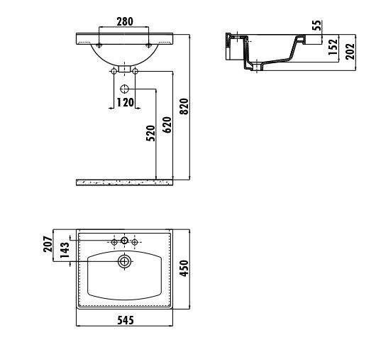 CREAVIT Раковина TF155 мебельная (45*55 см)