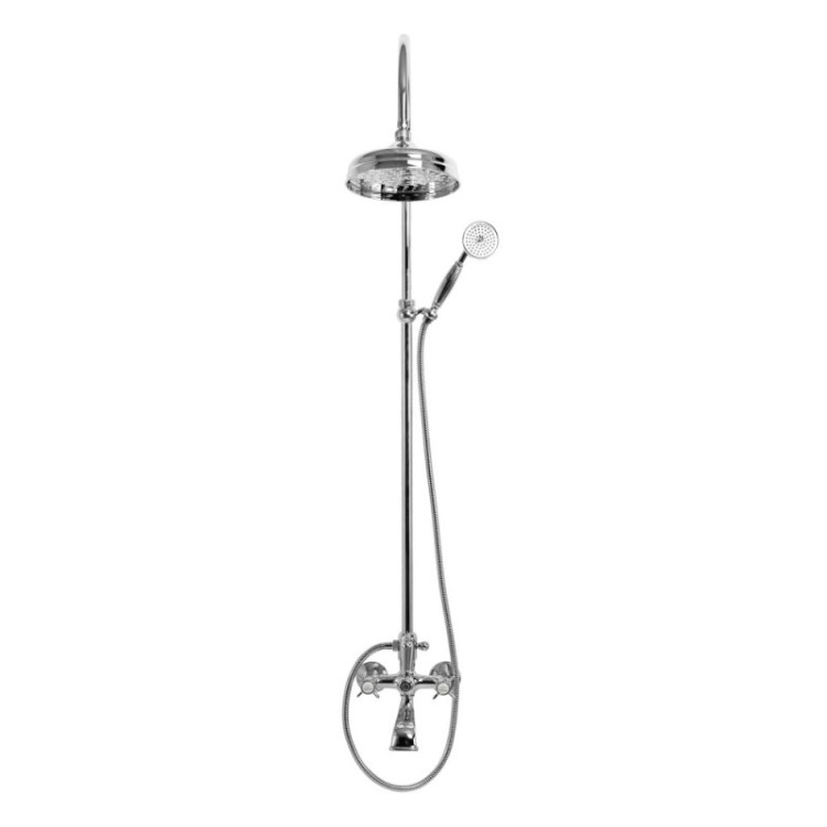 Душевая стойка со смесителем для ванны, верхним и ручным душем, 30 см Cezares LORD-CVD-30-01-Bi