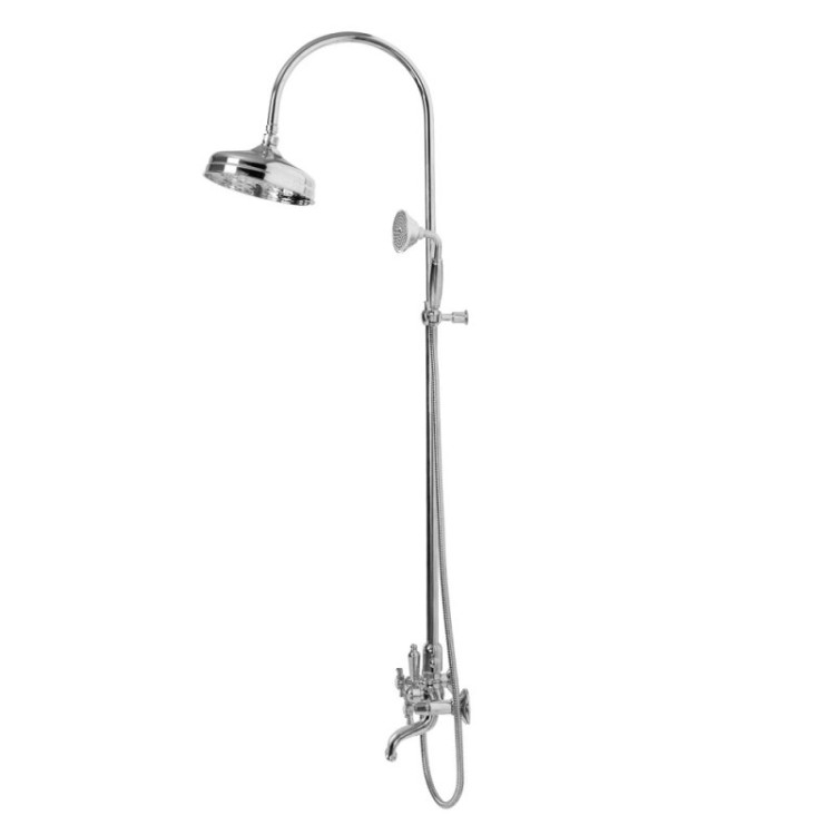 Душевая стойка со смесителем для ванны, верхним и ручным душем, 30 см Cezares LORD-CVD-30-01-Bi
