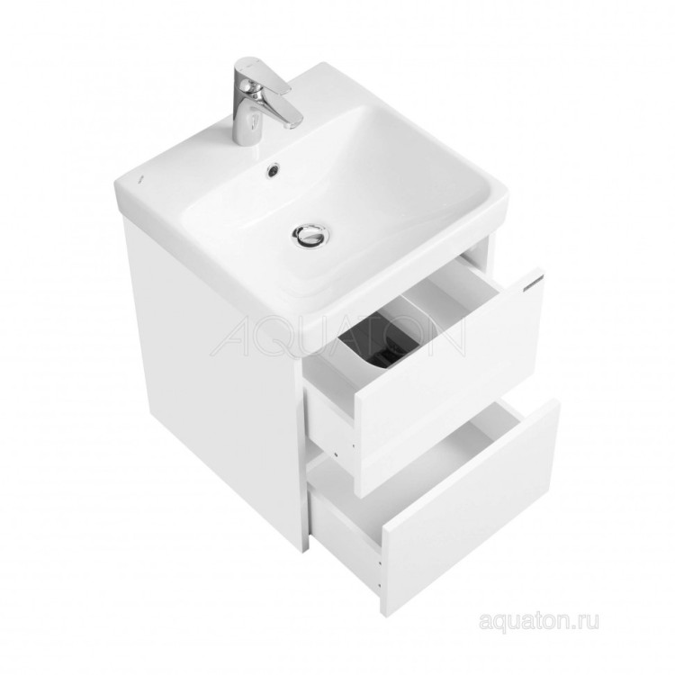 Тумба под раковину AQUATON Сканди 45 белый матовый, белый глянец 1A251601SD010