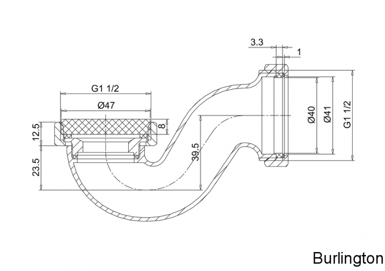 Сифон с горизонтальным отводом, НИКЕЛЬ