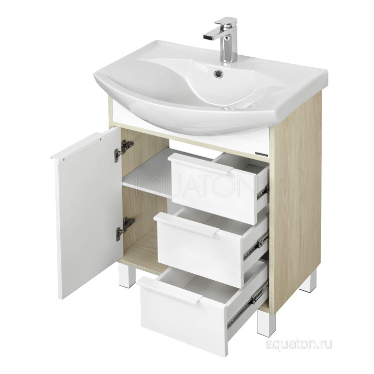 Тумба под раковину Aquaton Рико 65 белый, ясень фабрик 1A213301RIB90