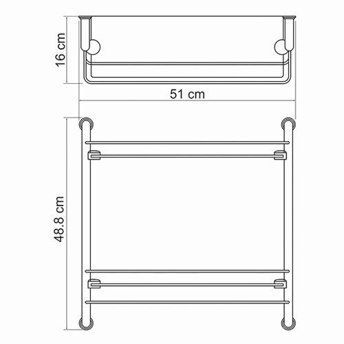 WasserKRAFT K-2022 Полка стеклянная двойная