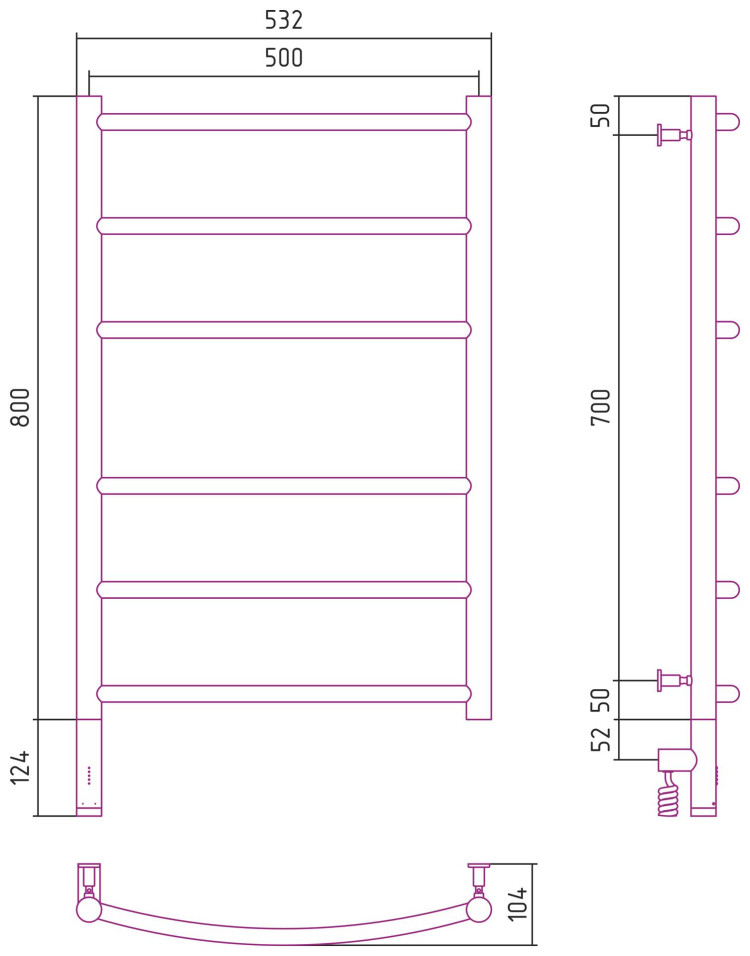Полотенцесушитель электрический Сунержа Галант 3.0 800х500 МЭМ левый Белый