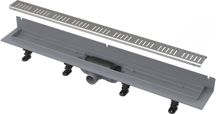 Водоотводящий желоб с порогами для перфорированной решетки и фиксированным воротником к стене Alcadrain APZ30 WALL