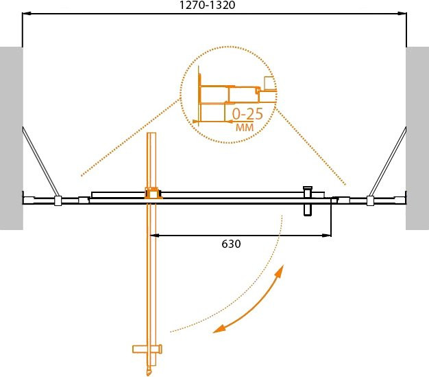 Душевая дверь в нишу MOLVENO-BA-12 Cezares MOLVENO-BA-12-80+60-C-Cr-IV
