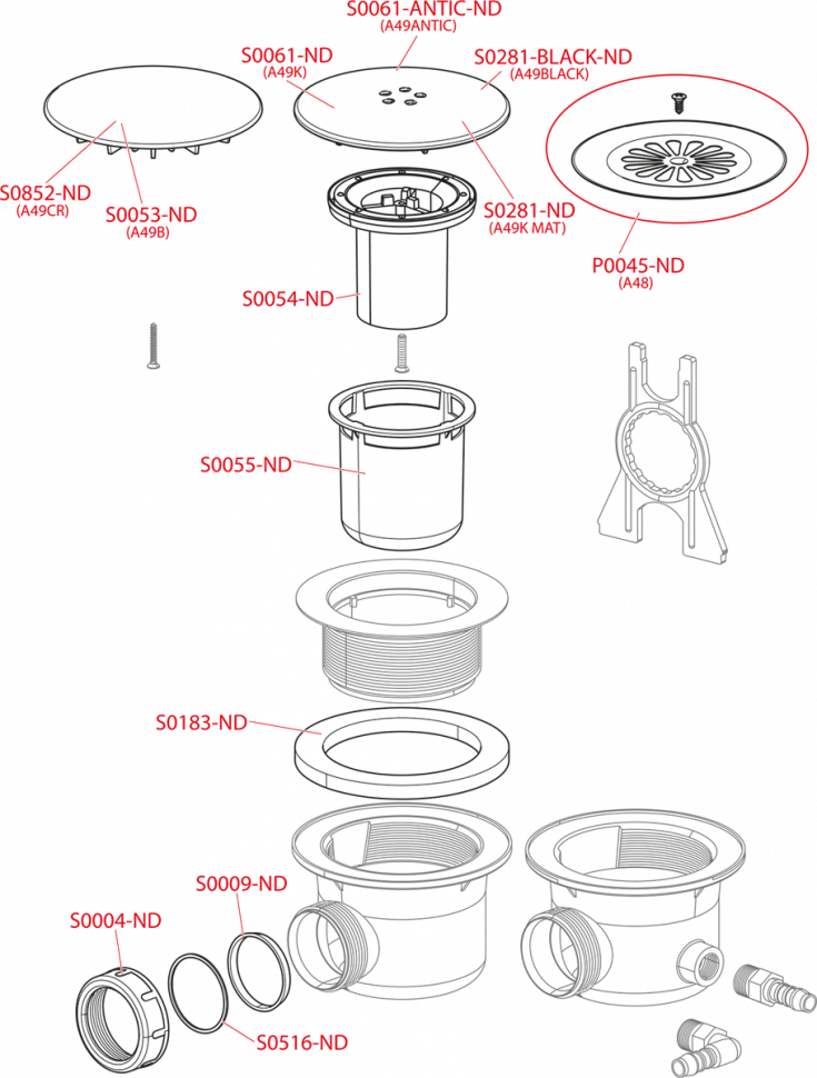 Сифон для душевого поддона, черный-мат Alcadrain A49Black
