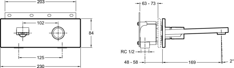 Настенный встраиваемый смеситель Jacob Delafon COMPOSED E73061-CP