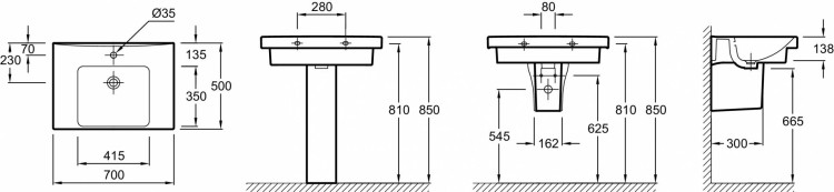 Подвесная керамическая раковина Jacob Delafon ODEON UPE4732-00