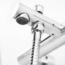 Смеситель для ванны и душа однорычажный в комплекте с ручным душем, шлангом и держателем Cezares LEAF-VD-NOP